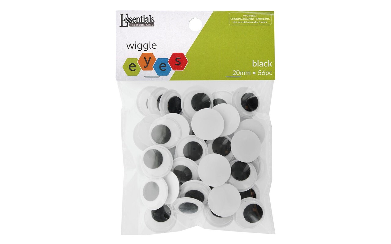 Essentials by Leisure Arts Eyes Paste On Moveable 20mm Black 56pc Googly  Eyes, Google Eyes for Crafts, Big Googly Eyes for Crafts, Wiggle Eyes,  Craft Eyes
